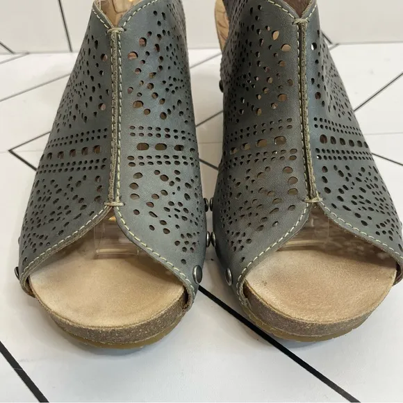 Pikolinos | Benissa Slingback Perforates Leather Peep Toe Wedge Size 41