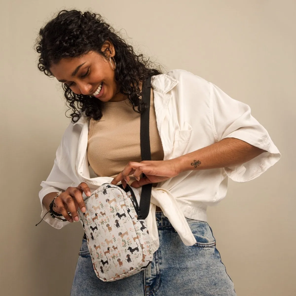 Pink Dachshund Crossbody Bag
