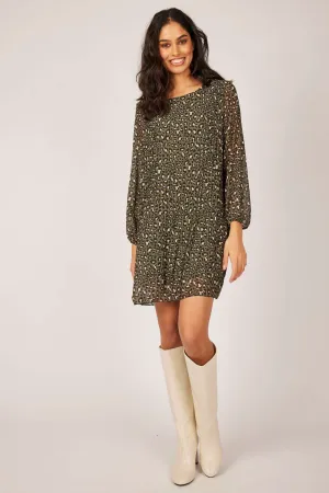 Pistache Leopard Printed Tunic Dress