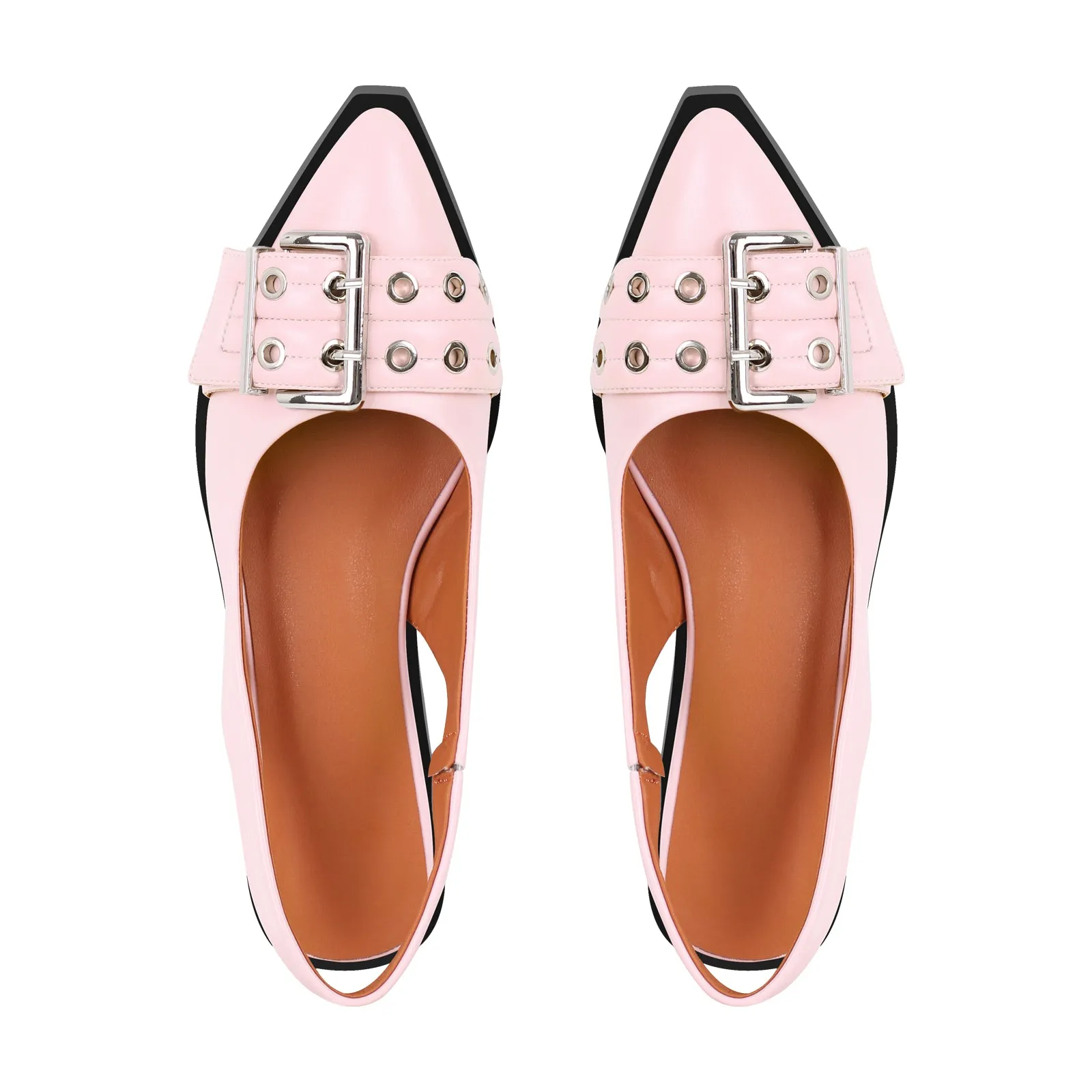 Pointed Toe Belt Strap Patent Leather Slingback Pumps