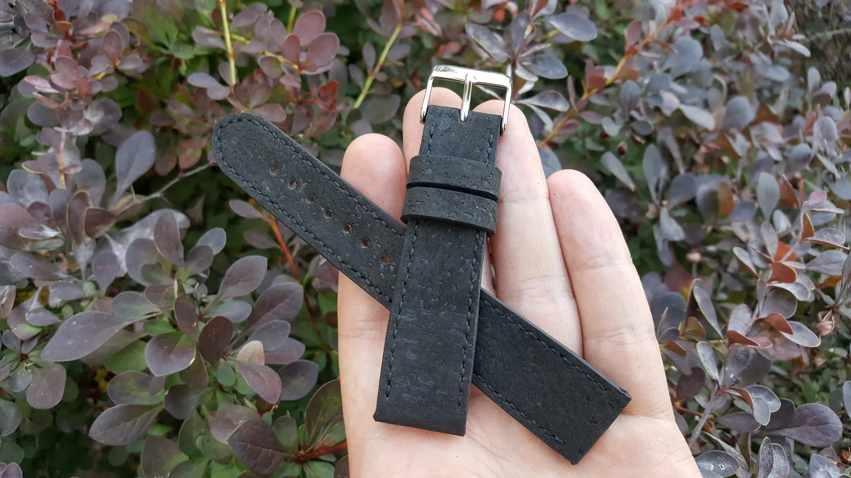 Portuguese cork fabric - Black 20 mm