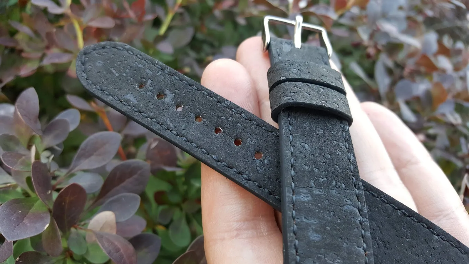 Portuguese cork fabric - Black 20 mm