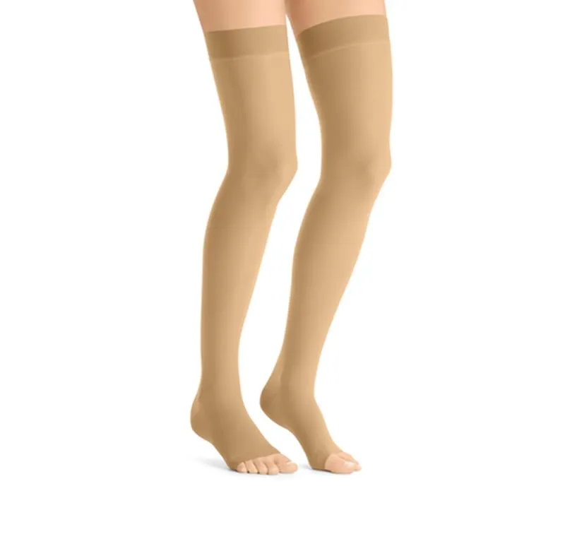 PR/1 JOBST ULTRASHEER WOMEN, THIGH HIGH W/SIL DOT BAND, 20-30MMHG, MD, HONEY, OPEN TOE