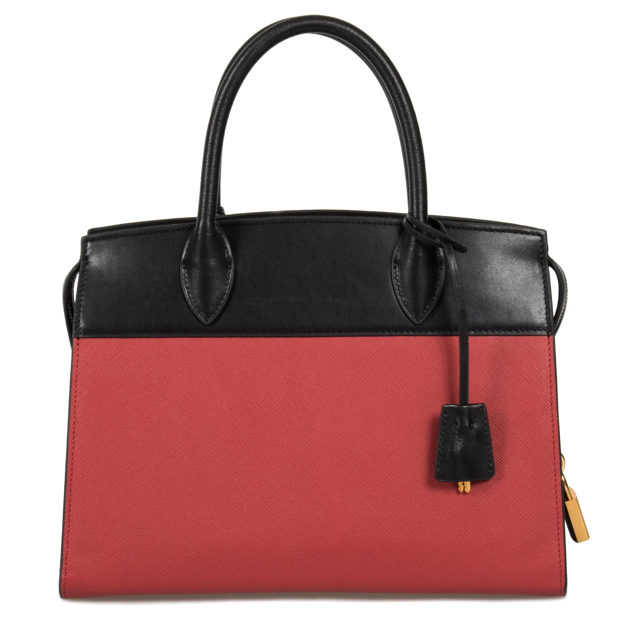 Prada Esplanade Leather Tote In Red and Black