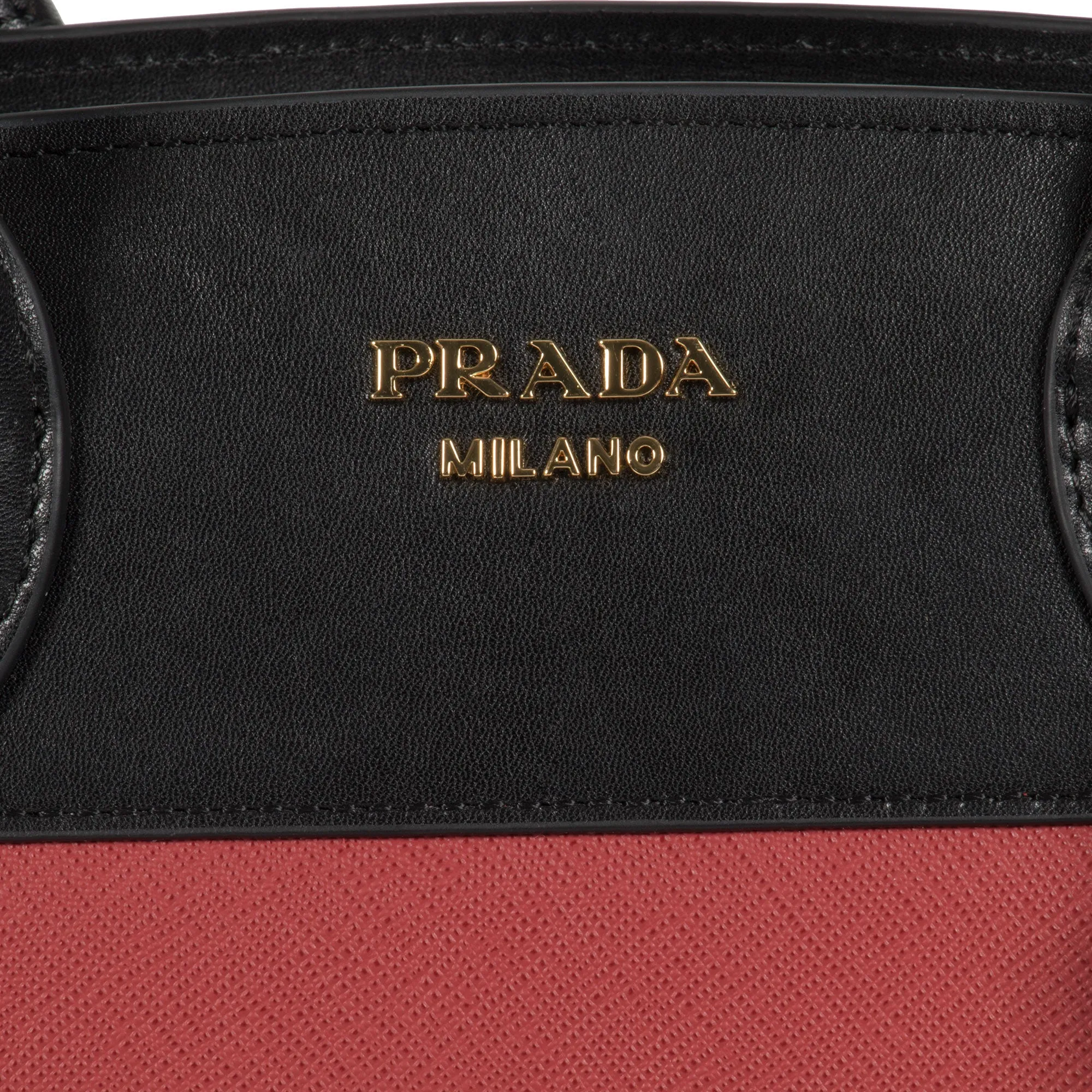 Prada Esplanade Leather Tote In Red and Black