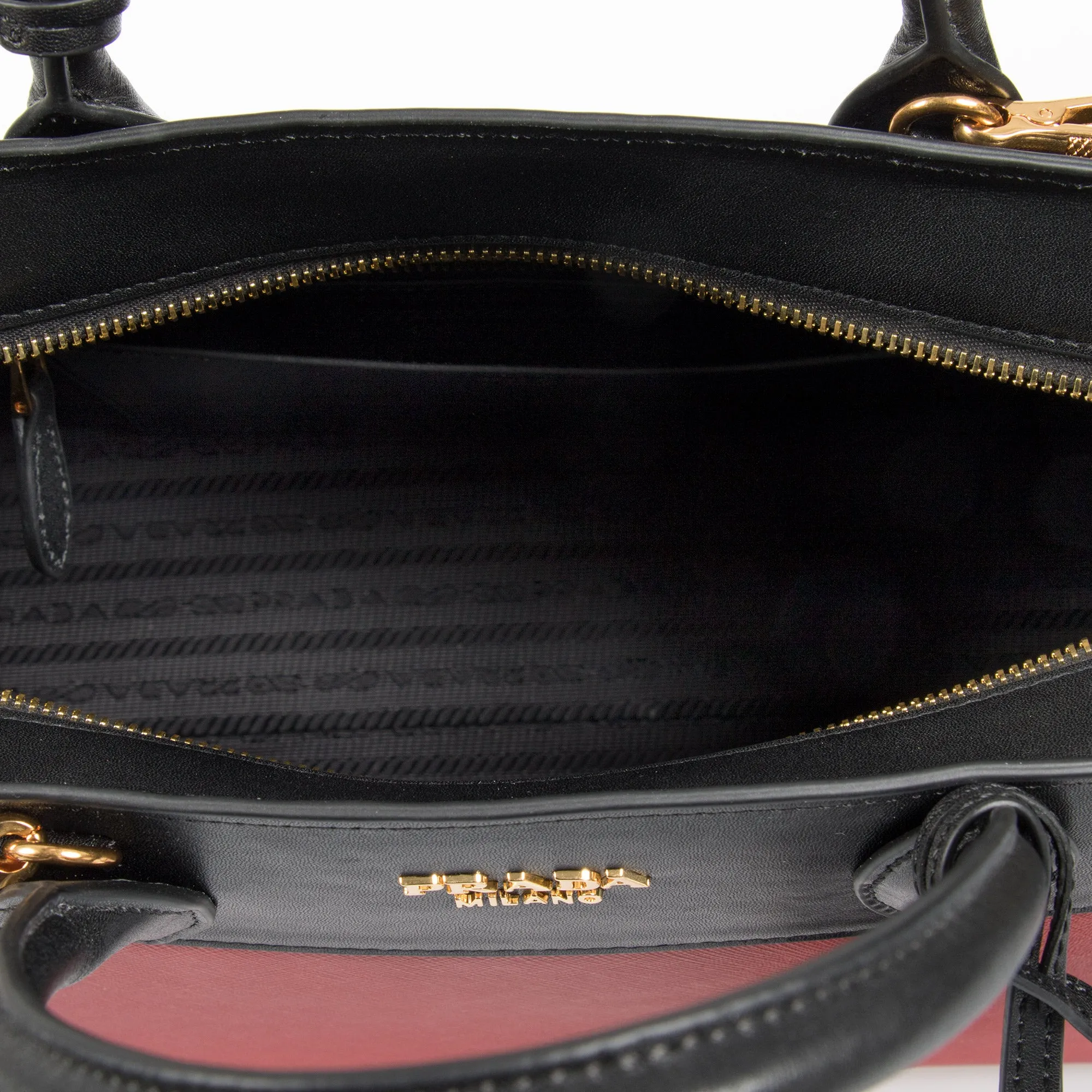 Prada Esplanade Leather Tote In Red and Black
