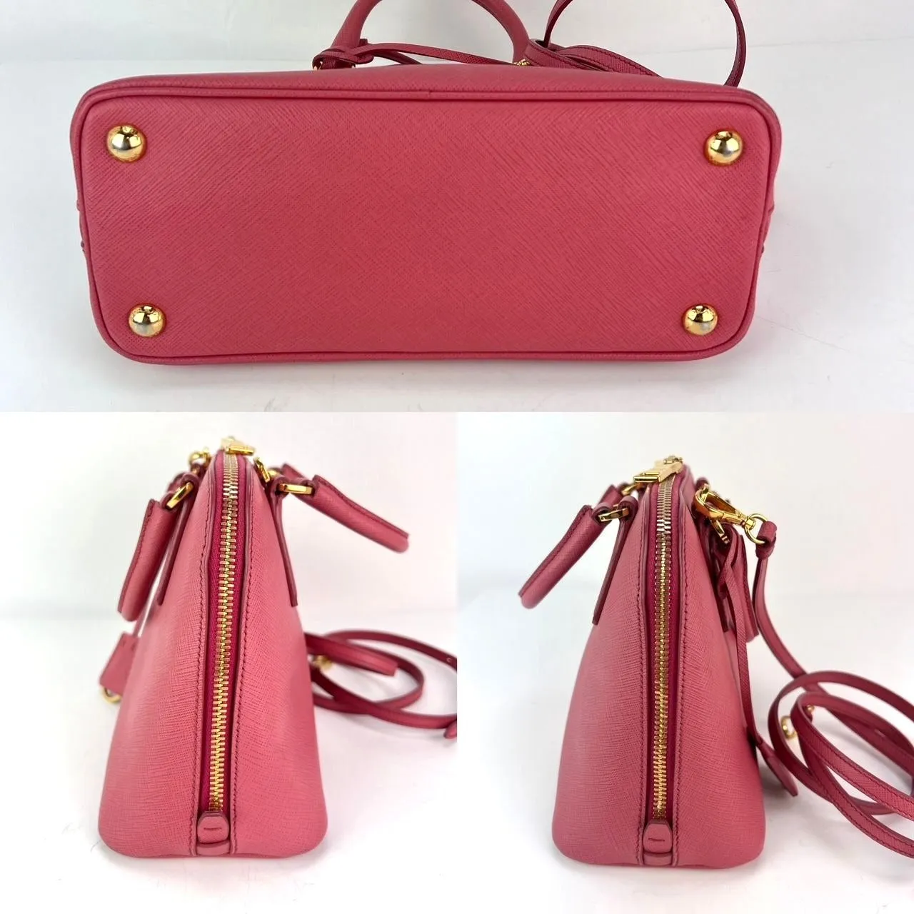 Prada Saffiano Lux Promenade Small Pink Crossbody Hand Bag