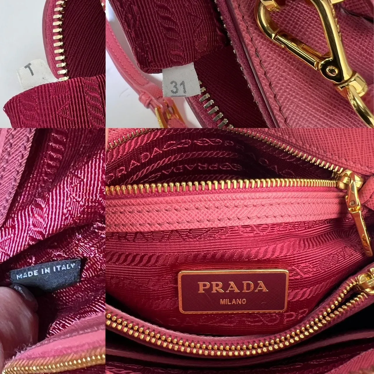 Prada Saffiano Lux Promenade Small Pink Crossbody Hand Bag