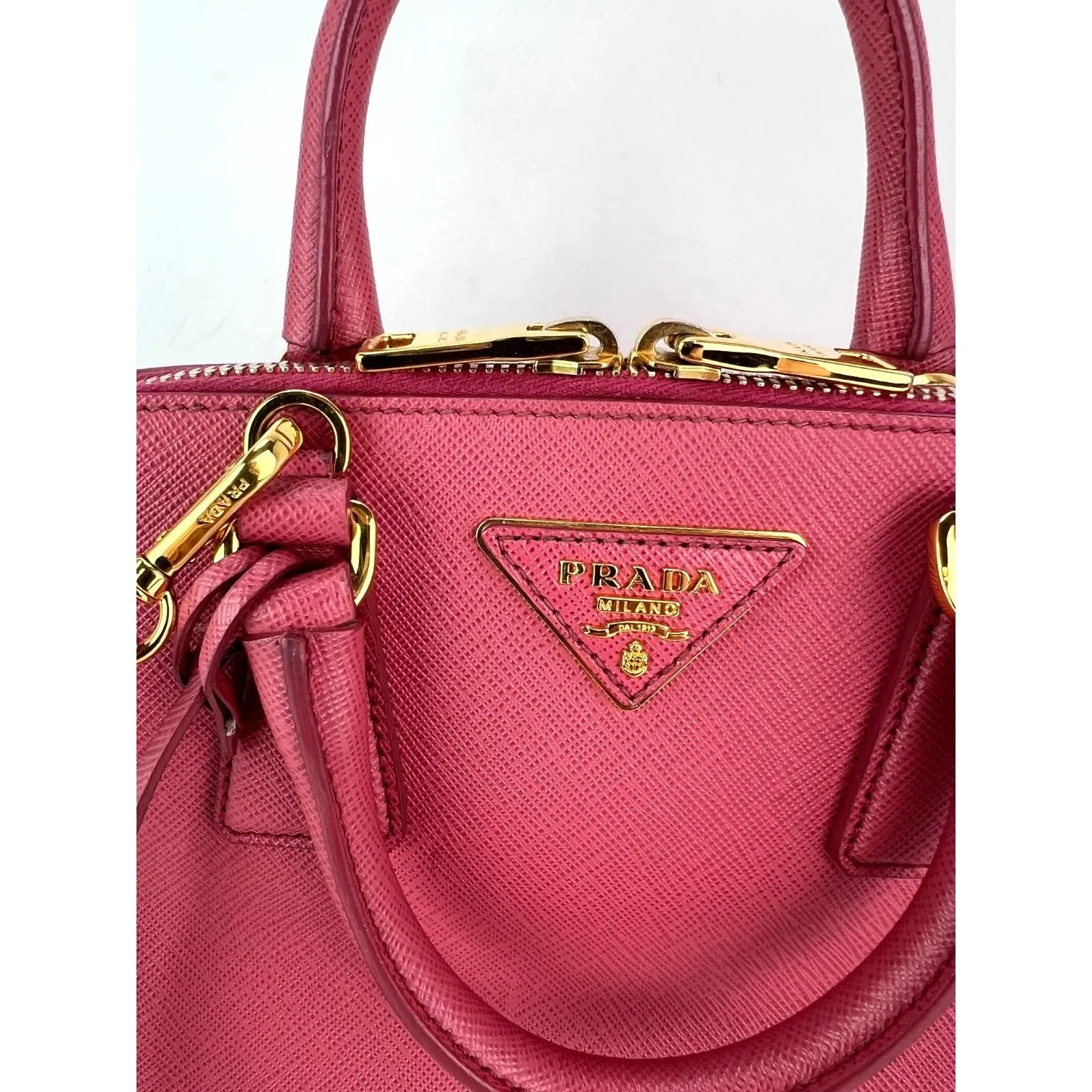 Prada Saffiano Lux Promenade Small Pink Crossbody Hand Bag