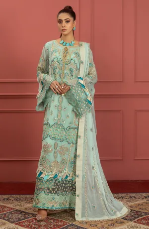 Premium Azure Blue Heavily Embellished Pakistani Kameez Salwar Suit