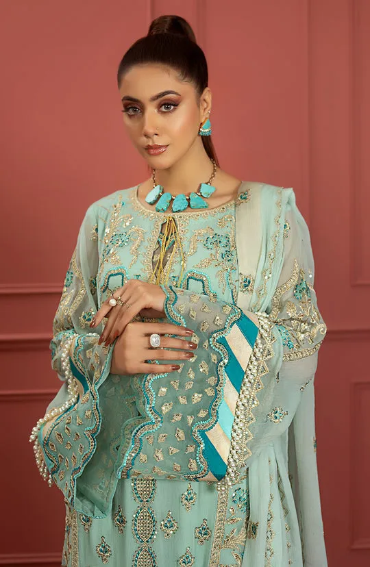 Premium Azure Blue Heavily Embellished Pakistani Kameez Salwar Suit