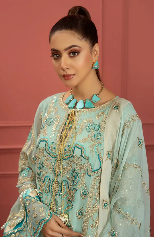 Premium Azure Blue Heavily Embellished Pakistani Kameez Salwar Suit