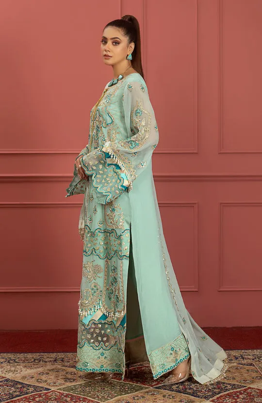 Premium Azure Blue Heavily Embellished Pakistani Kameez Salwar Suit