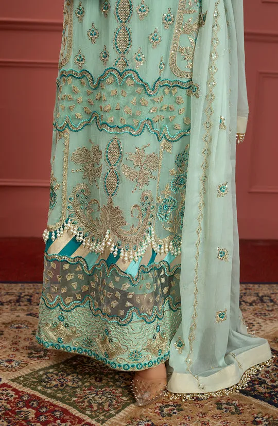 Premium Azure Blue Heavily Embellished Pakistani Kameez Salwar Suit