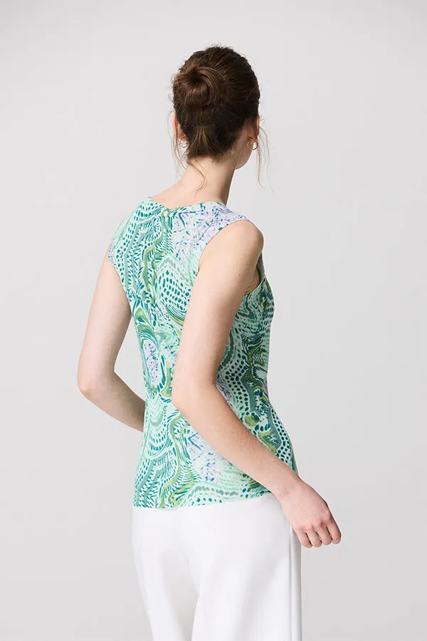 PRINTED LUREX SLEEVELESS SWEATER