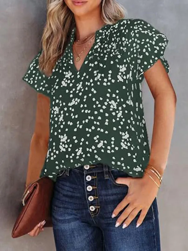 Printed V-Neck Blouse