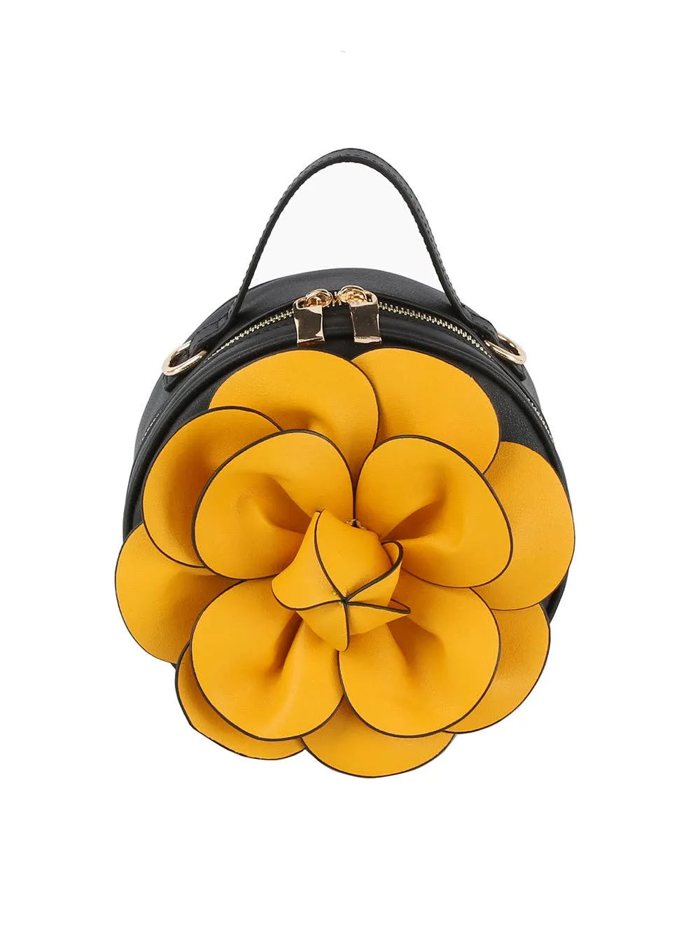 Raised Flower Petite Handbag: Orange