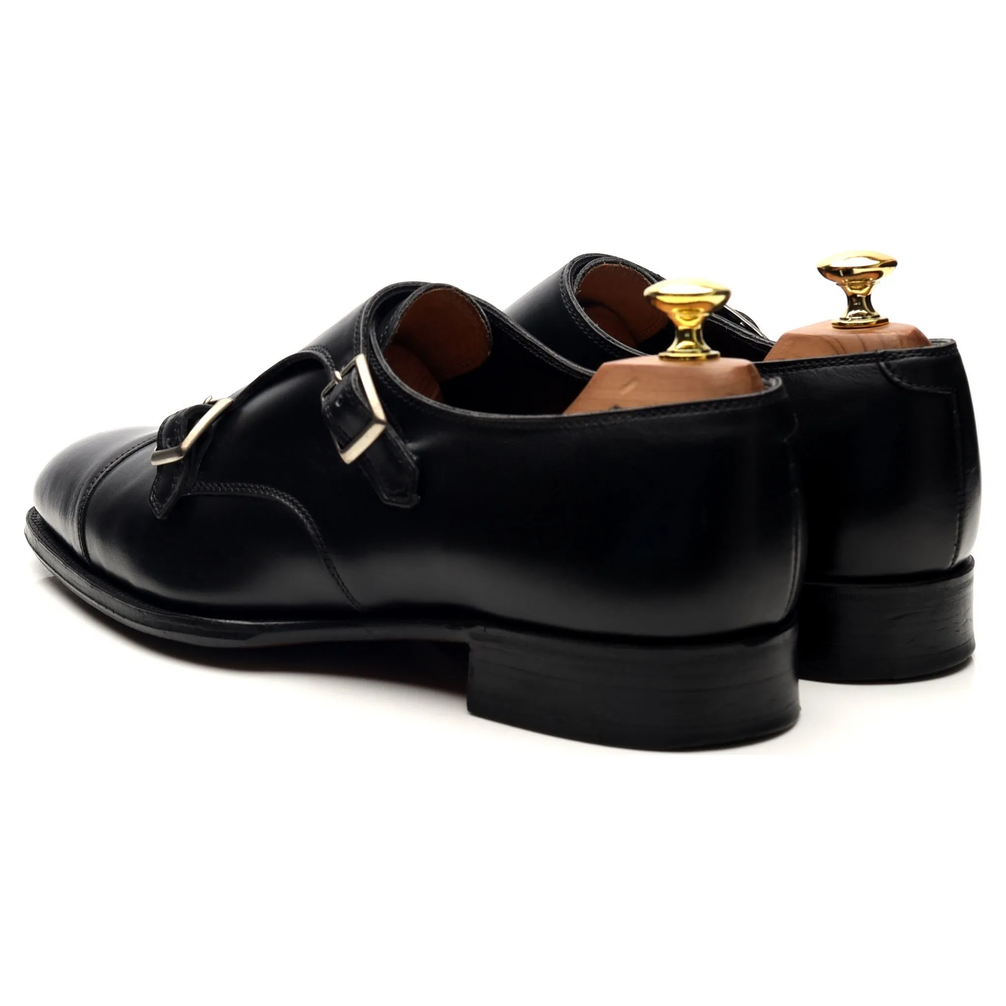 'Ramsey' Black Leather Double Monk Strap UK 8.5 F
