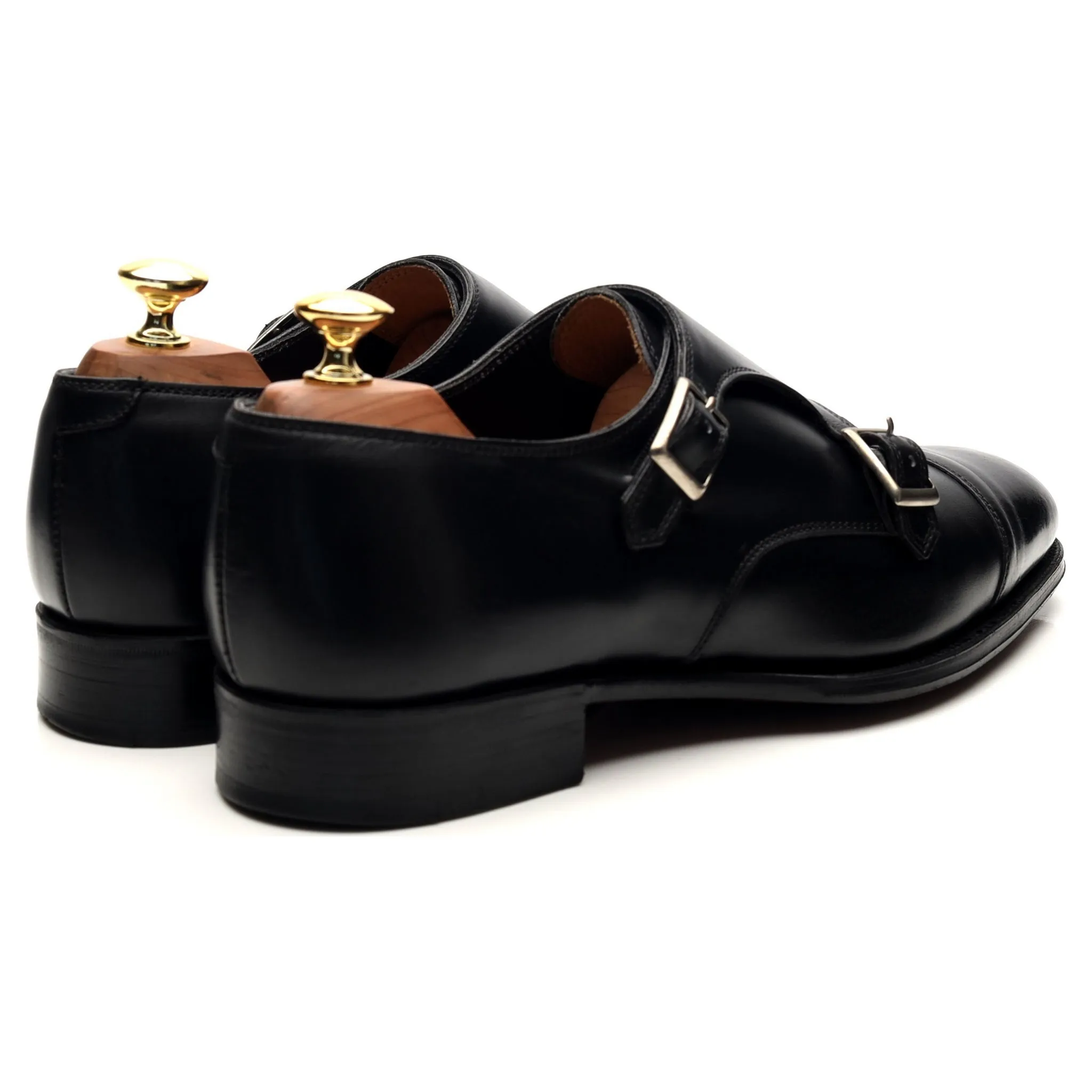 'Ramsey' Black Leather Double Monk Strap UK 8.5 F