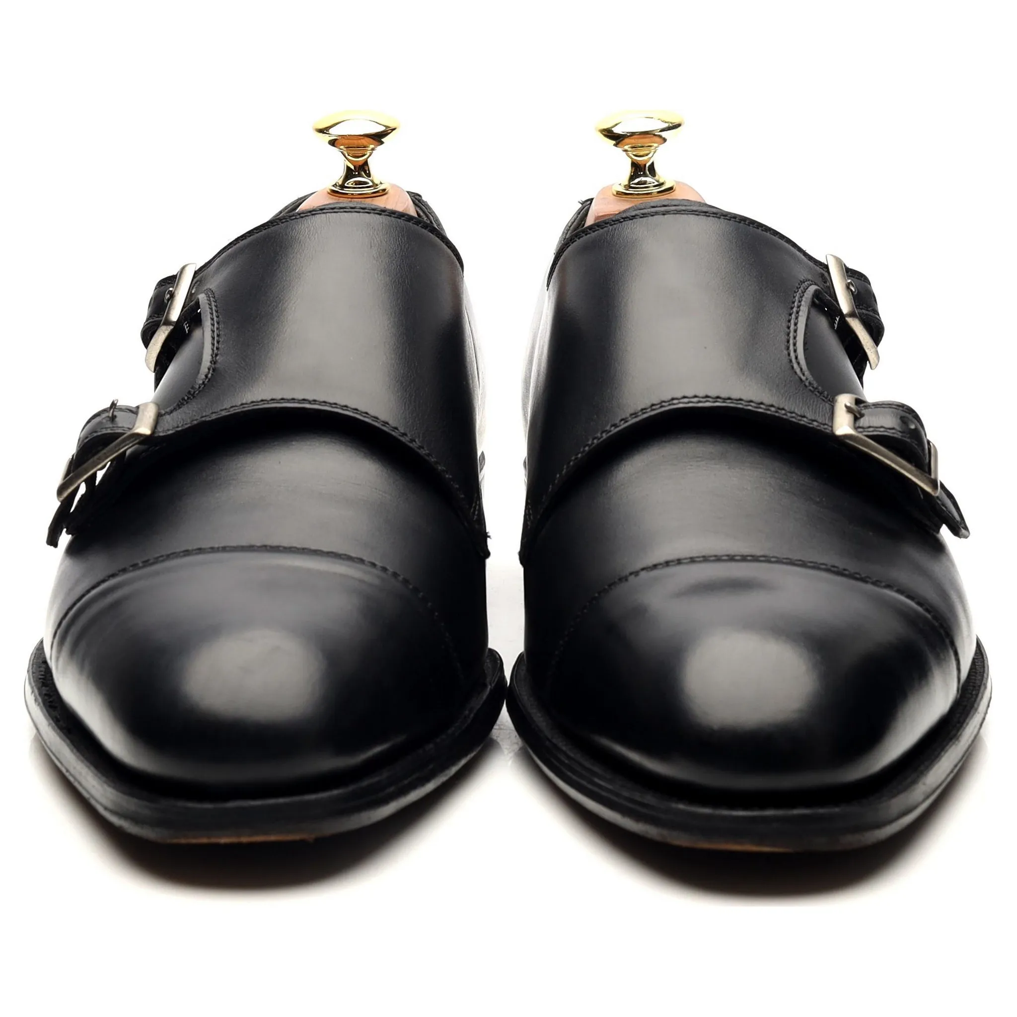 'Ramsey' Black Leather Double Monk Strap UK 8.5 F