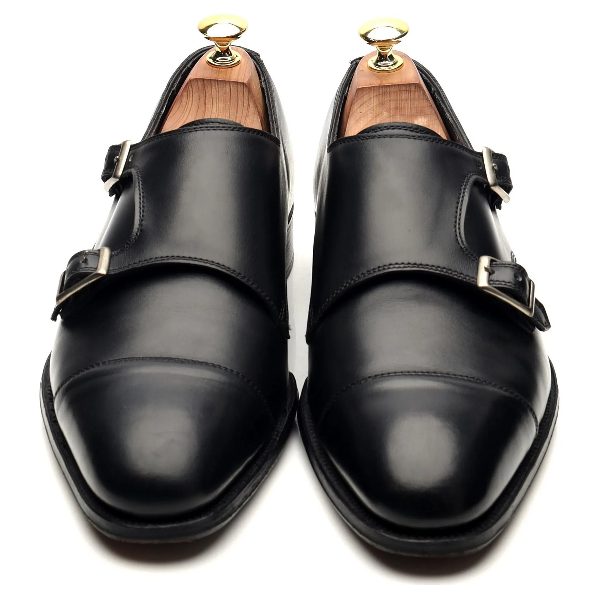'Ramsey' Black Leather Double Monk Strap UK 8.5 F