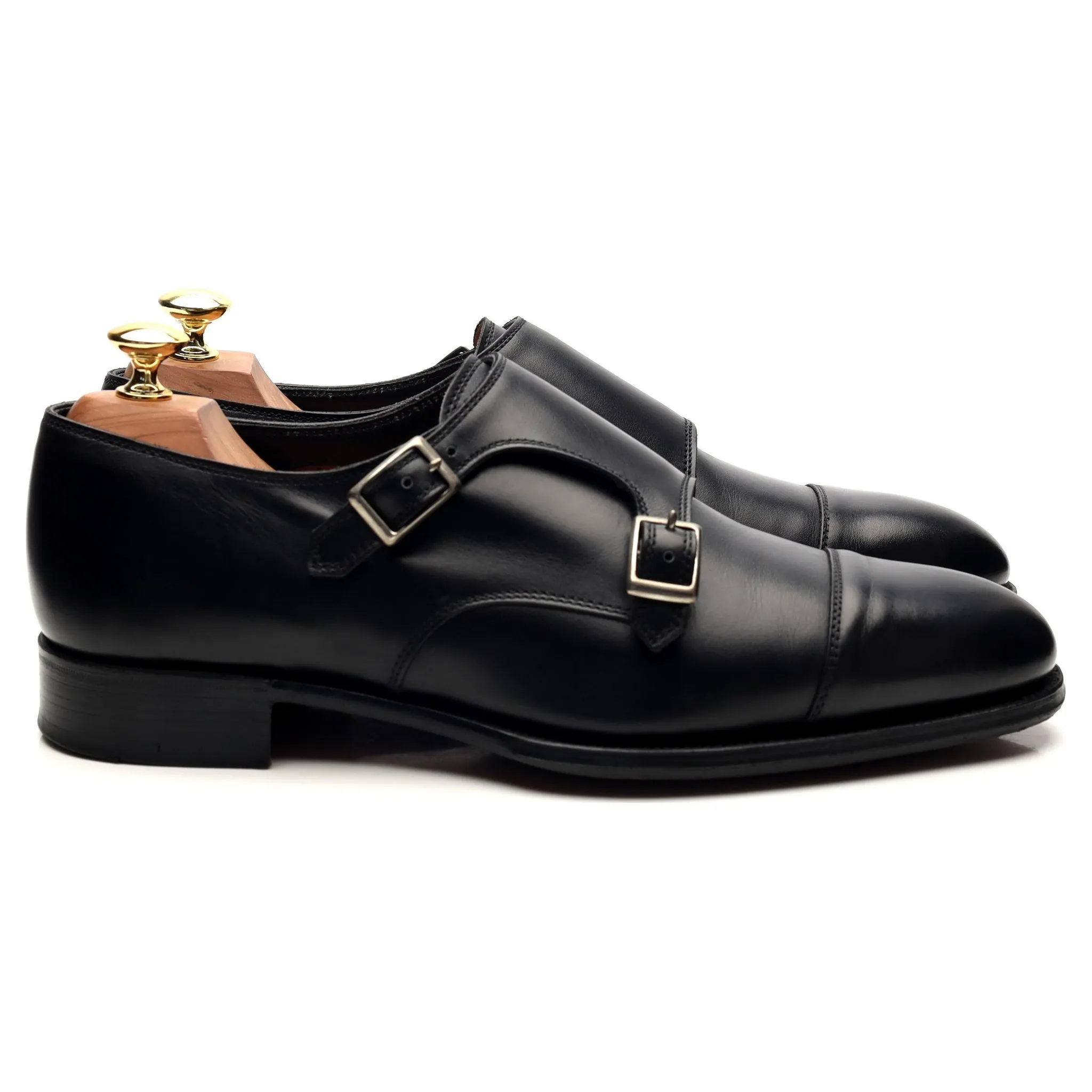 'Ramsey' Black Leather Double Monk Strap UK 8.5 F