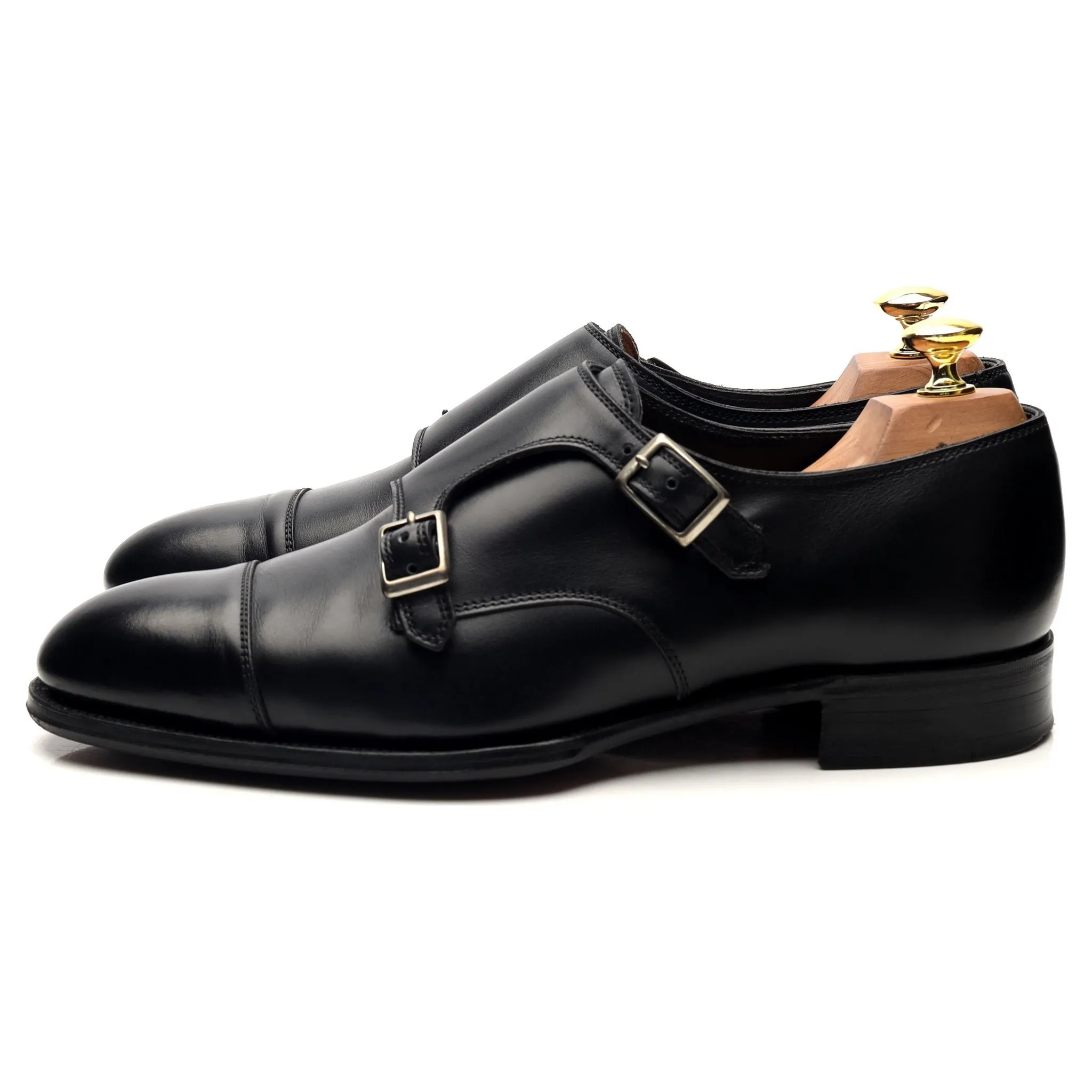 'Ramsey' Black Leather Double Monk Strap UK 8.5 F