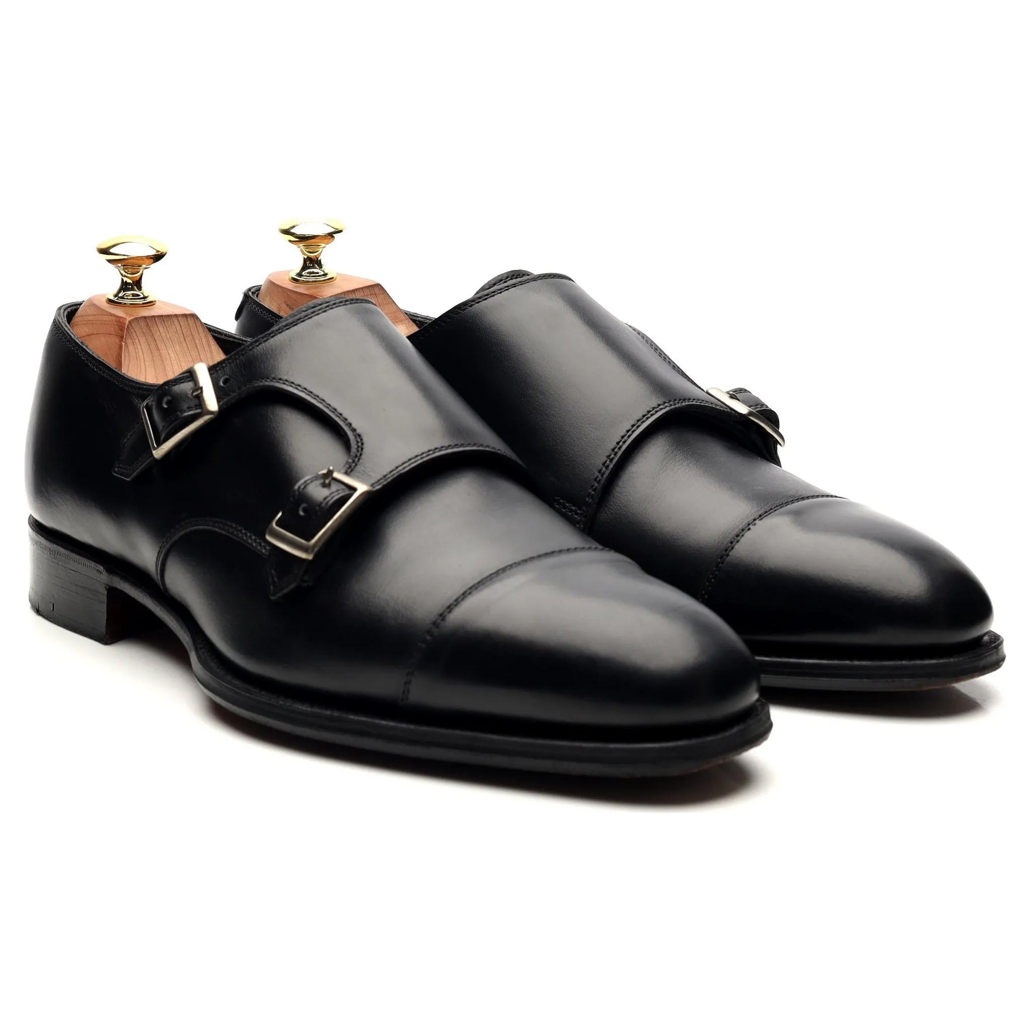 'Ramsey' Black Leather Double Monk Strap UK 8.5 F