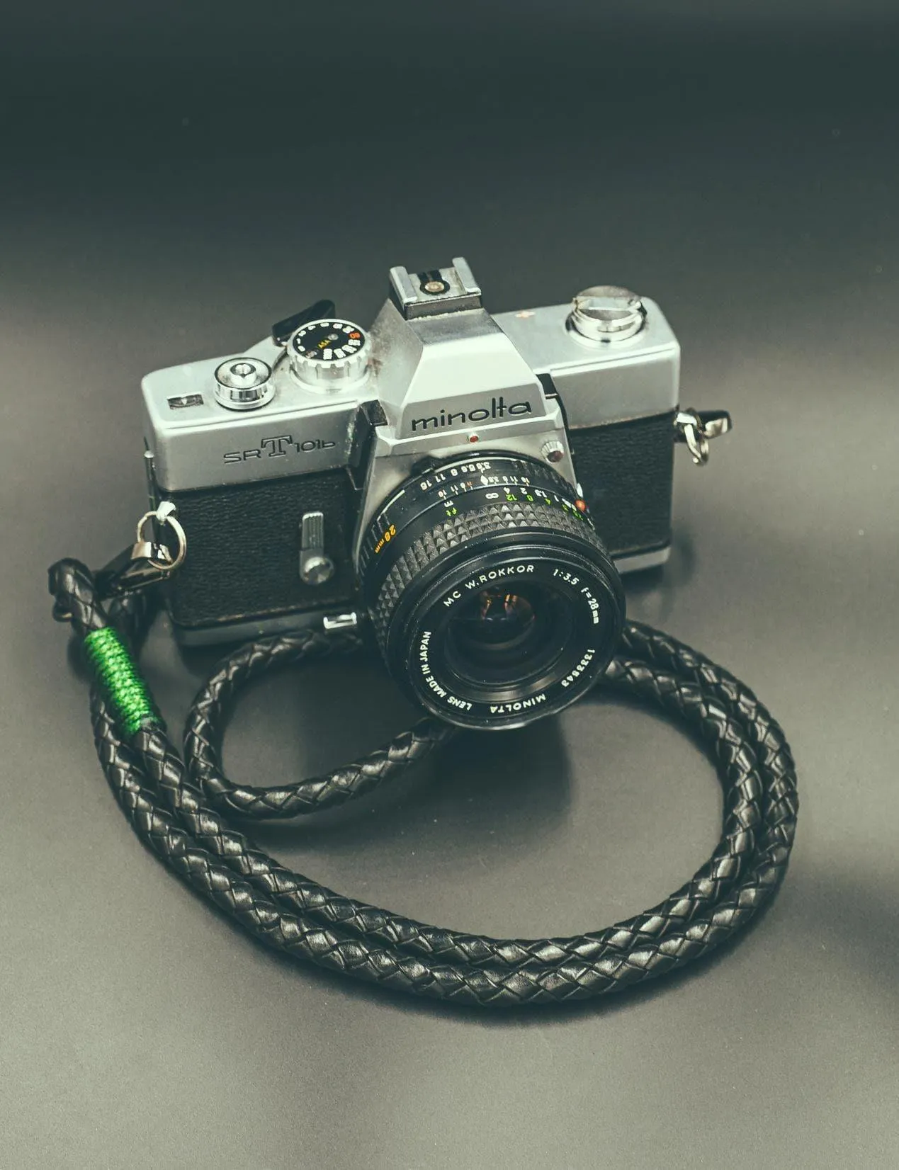 Real Leather Black  Braided Camera Strap Round 8mm
