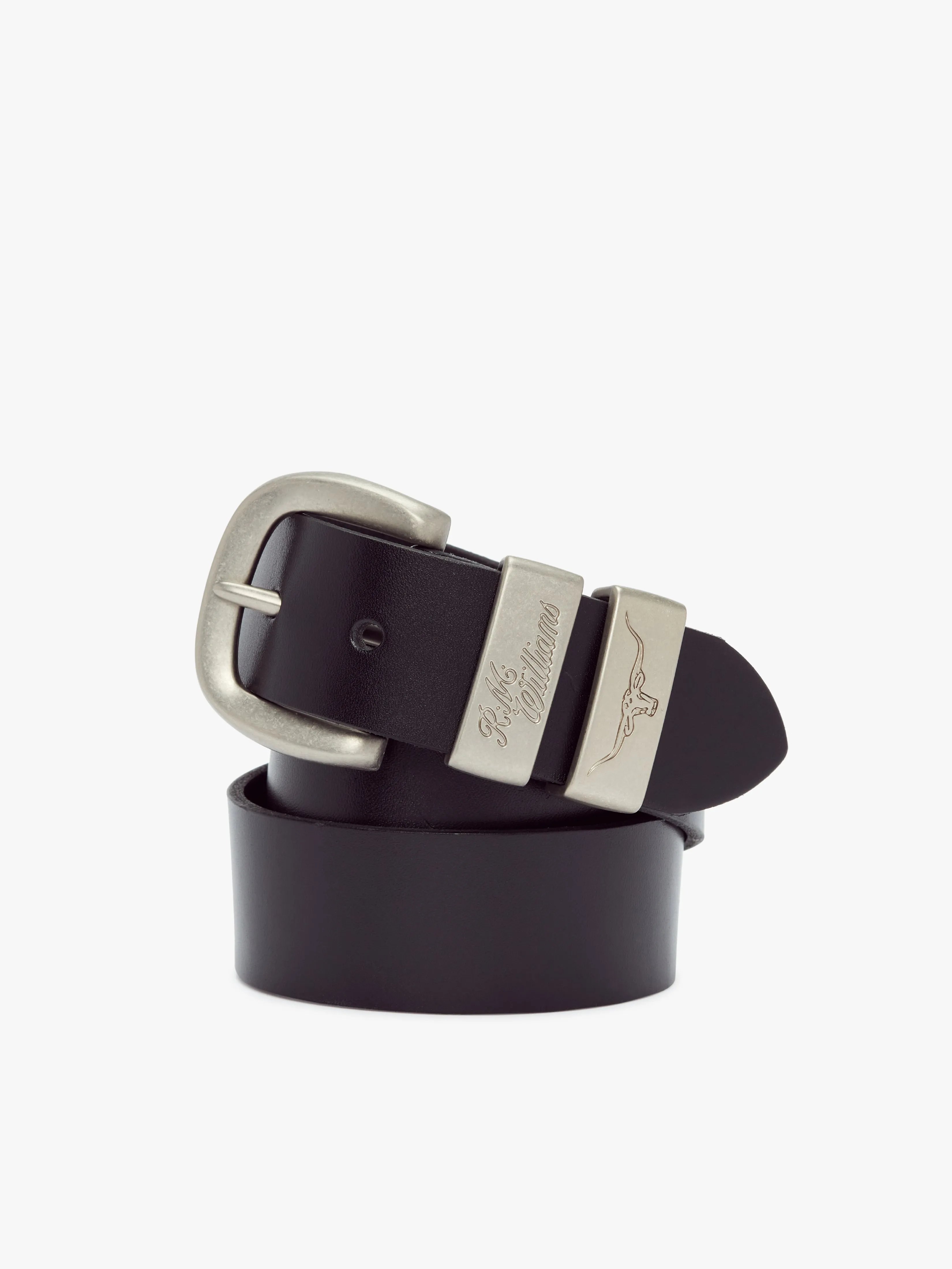 R.M. Williams 1 1/2" 3 Piece Solid Hide Belt - Black