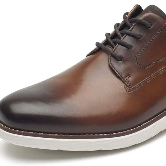 ROCKPORT Men's Garett Plain Toe Lace Up Oxford Leather Shoes Sz 11.5 Cognac