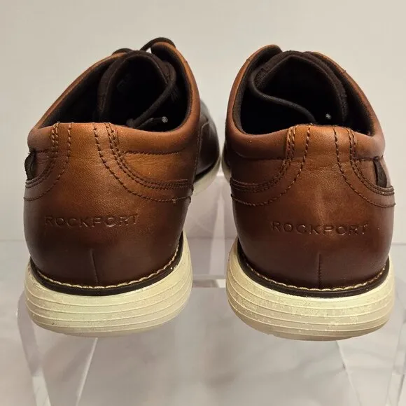 ROCKPORT Men's Garett Plain Toe Lace Up Oxford Leather Shoes Sz 11.5 Cognac