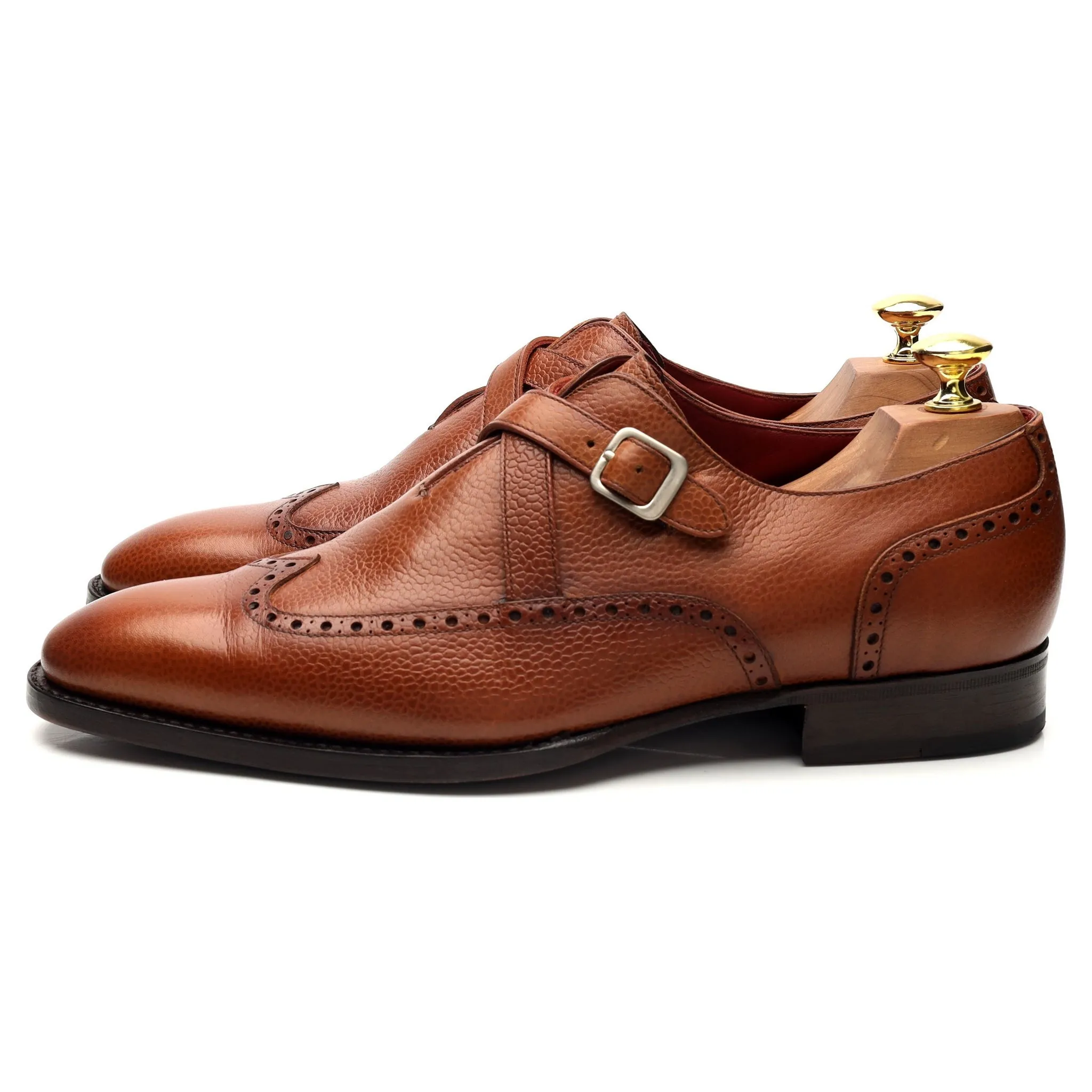 'Romi' Tan Brown Leather Monk Strap UK 8.5