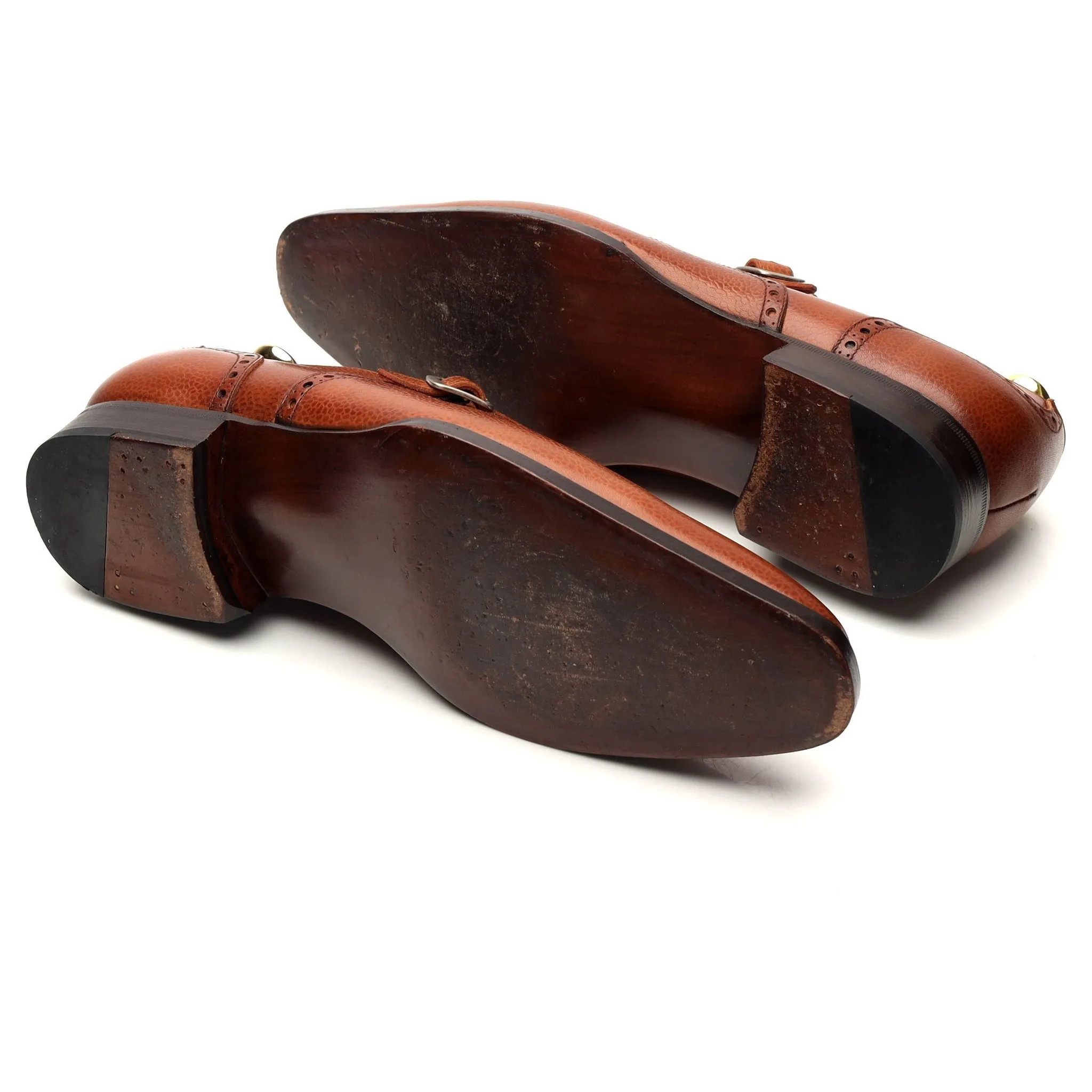 'Romi' Tan Brown Leather Monk Strap UK 8.5
