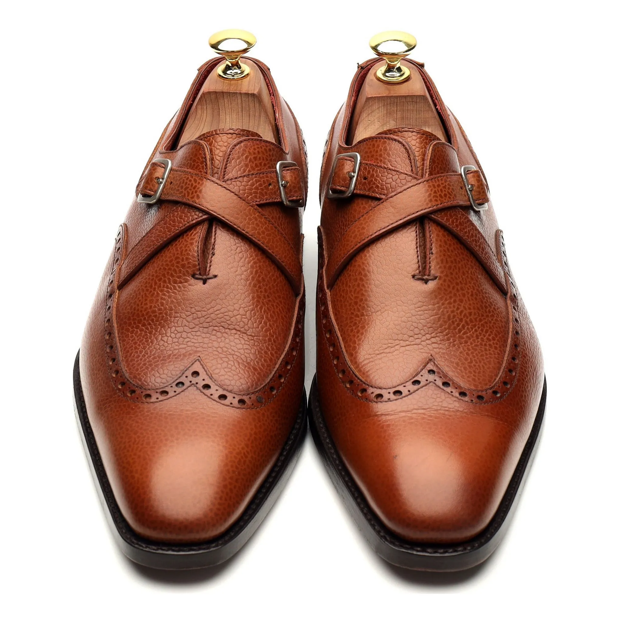 'Romi' Tan Brown Leather Monk Strap UK 8.5
