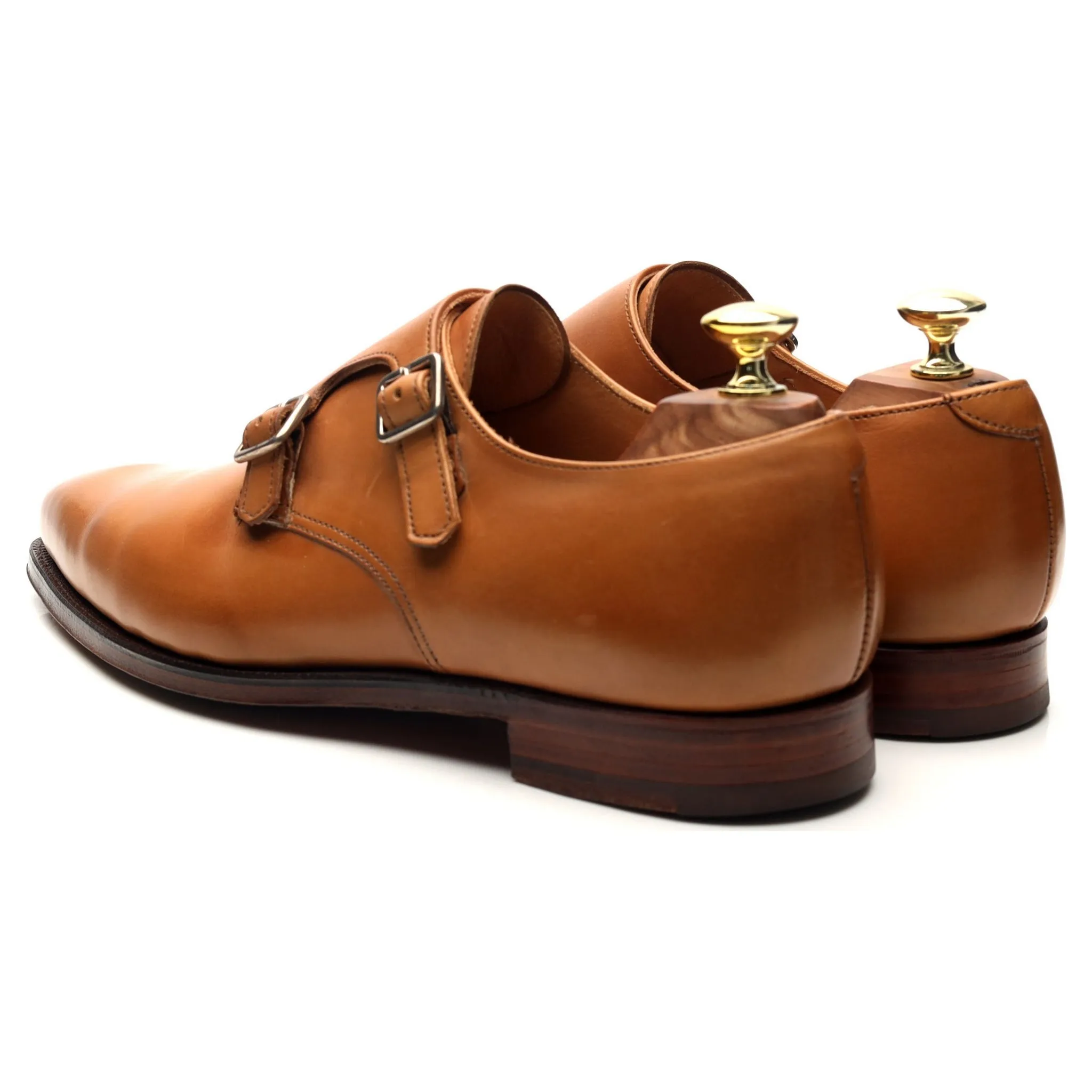 Rose & Born Tan Brown Leather Double Monk Strap UK 7.5 E