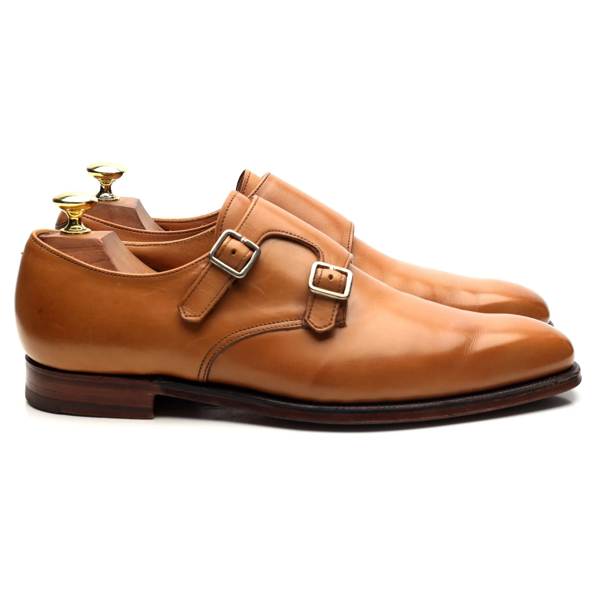 Rose & Born Tan Brown Leather Double Monk Strap UK 7.5 E