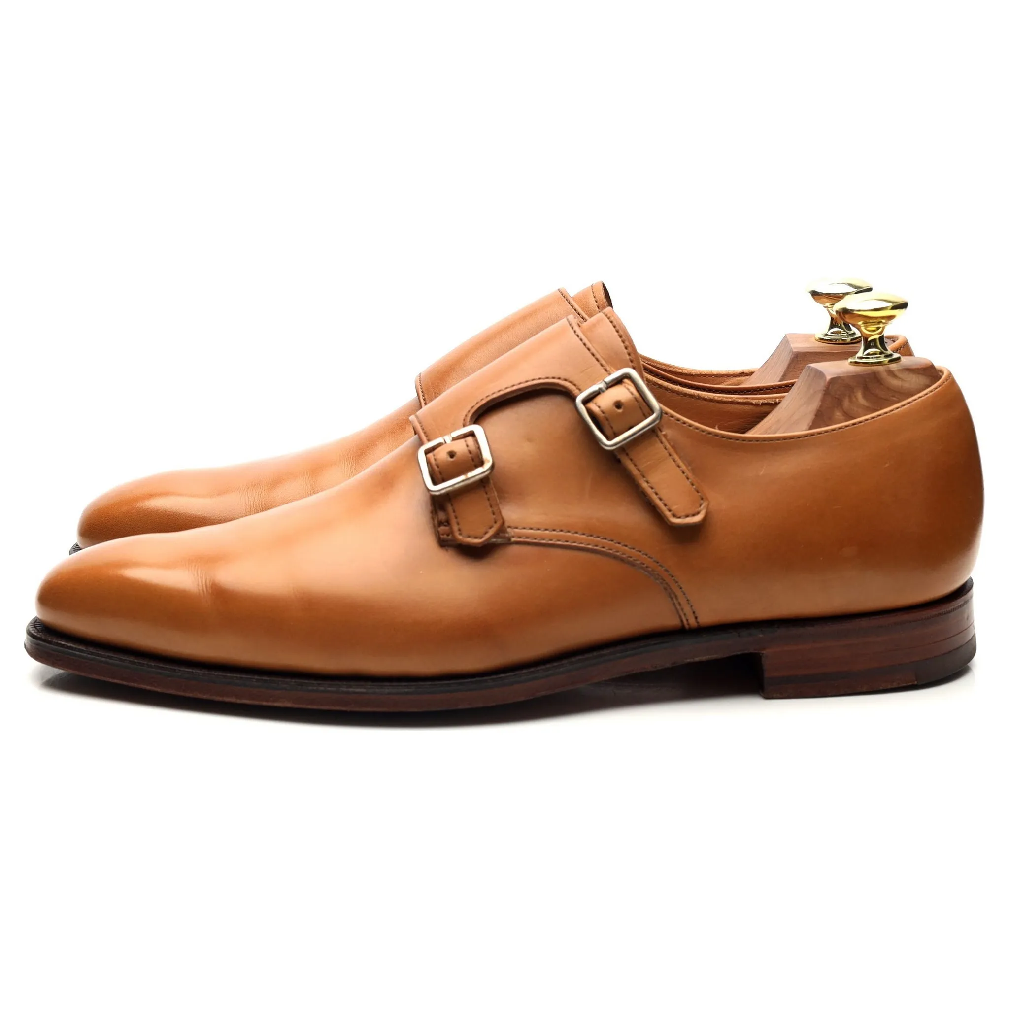 Rose & Born Tan Brown Leather Double Monk Strap UK 7.5 E