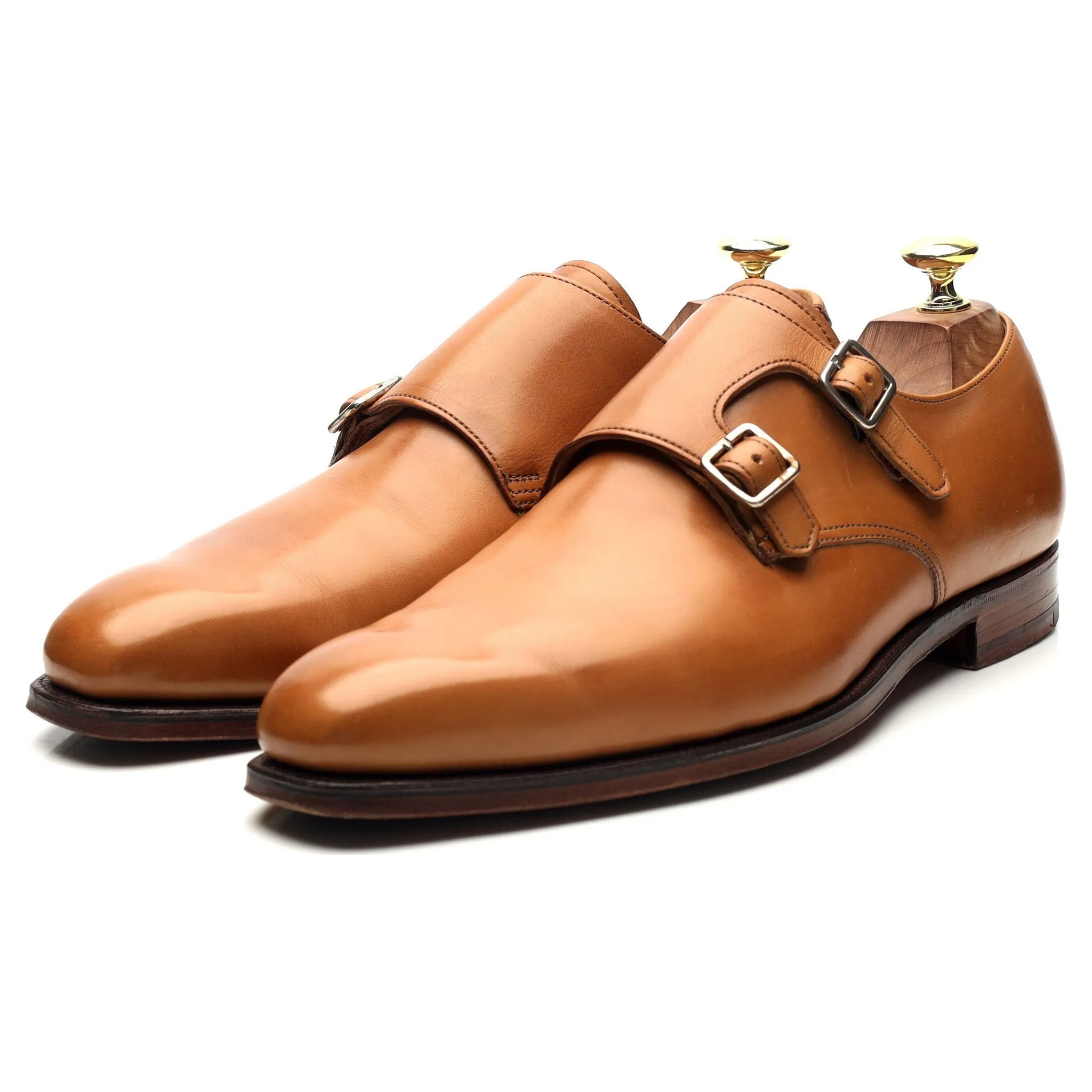 Rose & Born Tan Brown Leather Double Monk Strap UK 7.5 E