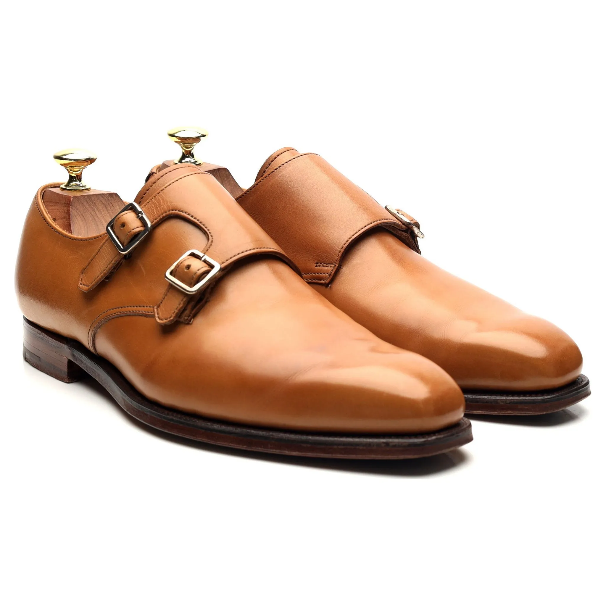 Rose & Born Tan Brown Leather Double Monk Strap UK 7.5 E