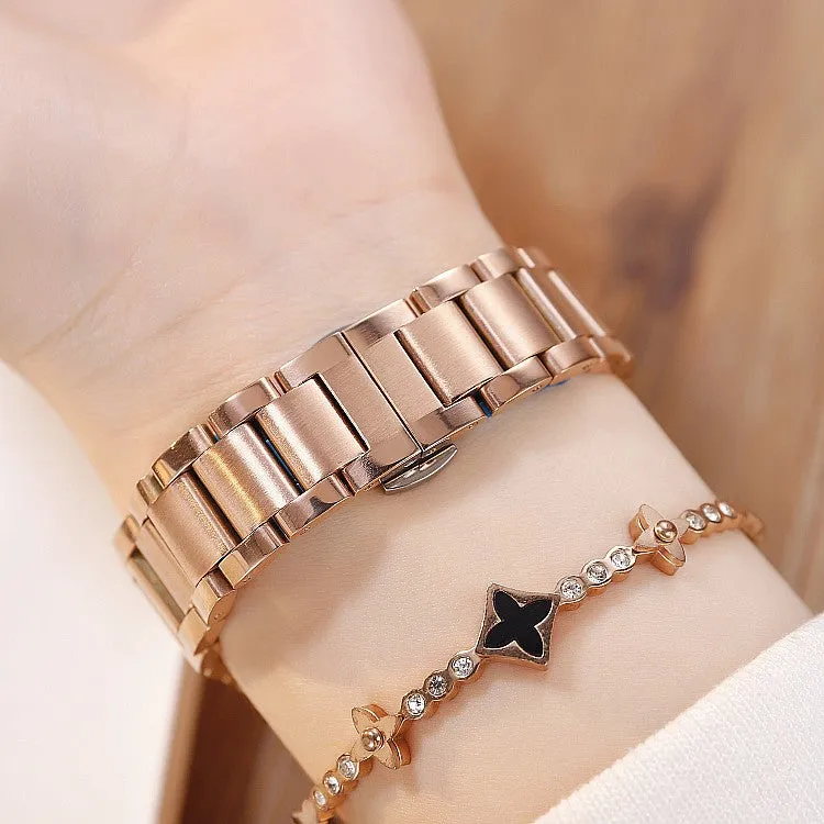 Rotatable Dial Stainless Steel Strap Women's Watch