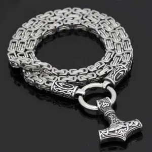 Rune King Chain With Mjolnir Pendant