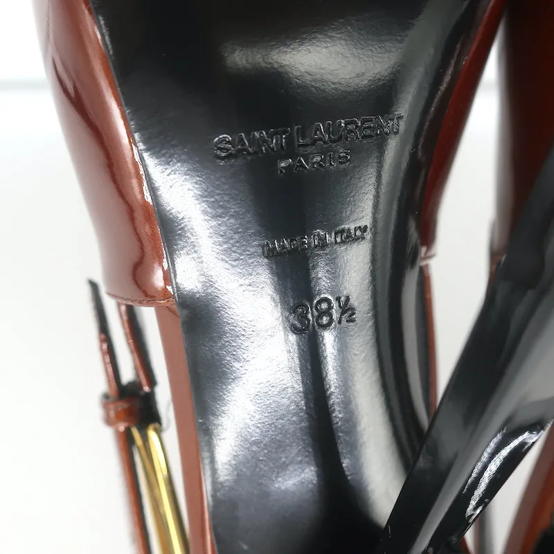 Saint Laurent Lee Slingback Pumps Chestnut Patent Leather Size 38.5 NEW