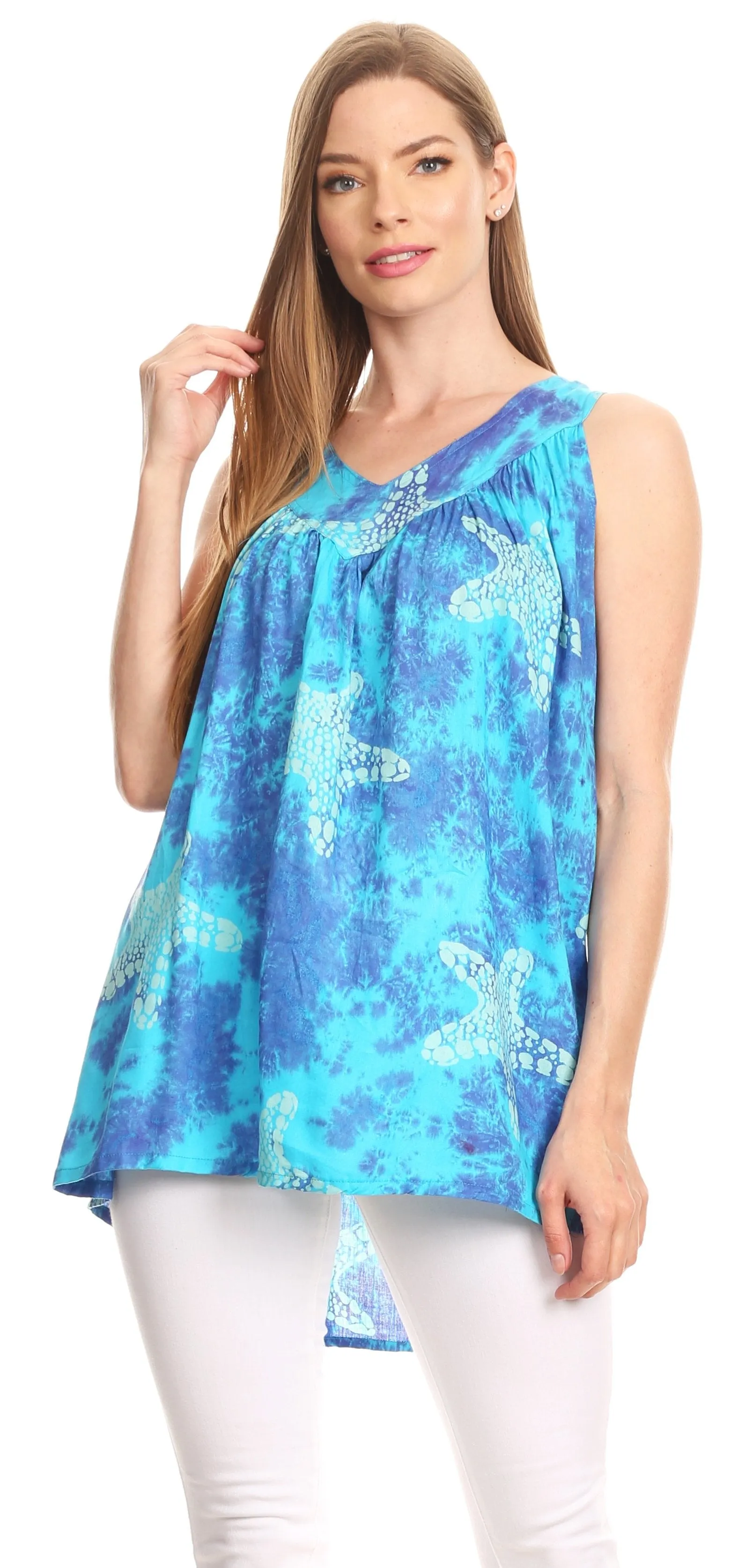Sakkas Ester Casual Everyday Summer Tie-dye Tank Top V-neck Sleeveless