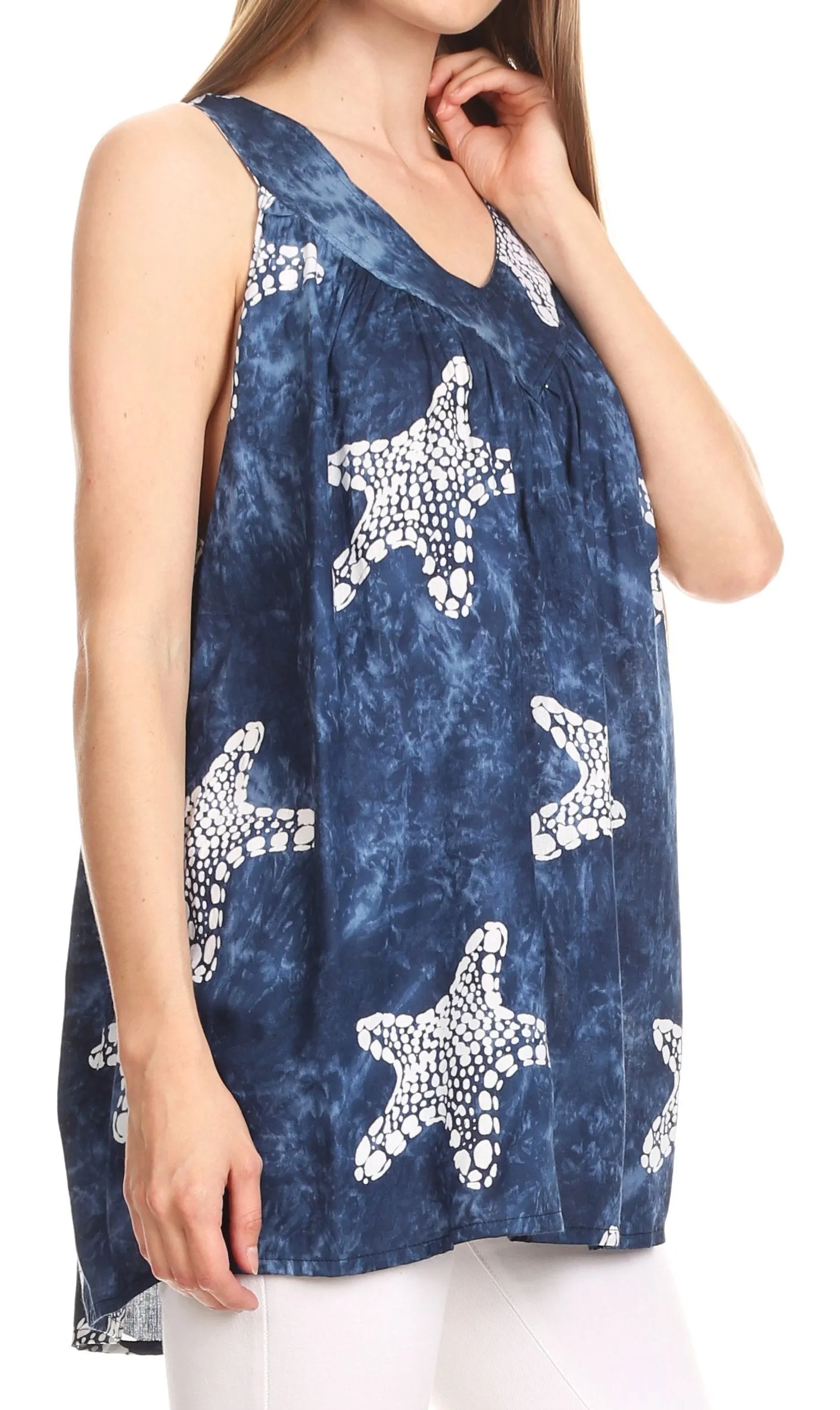 Sakkas Ester Casual Everyday Summer Tie-dye Tank Top V-neck Sleeveless