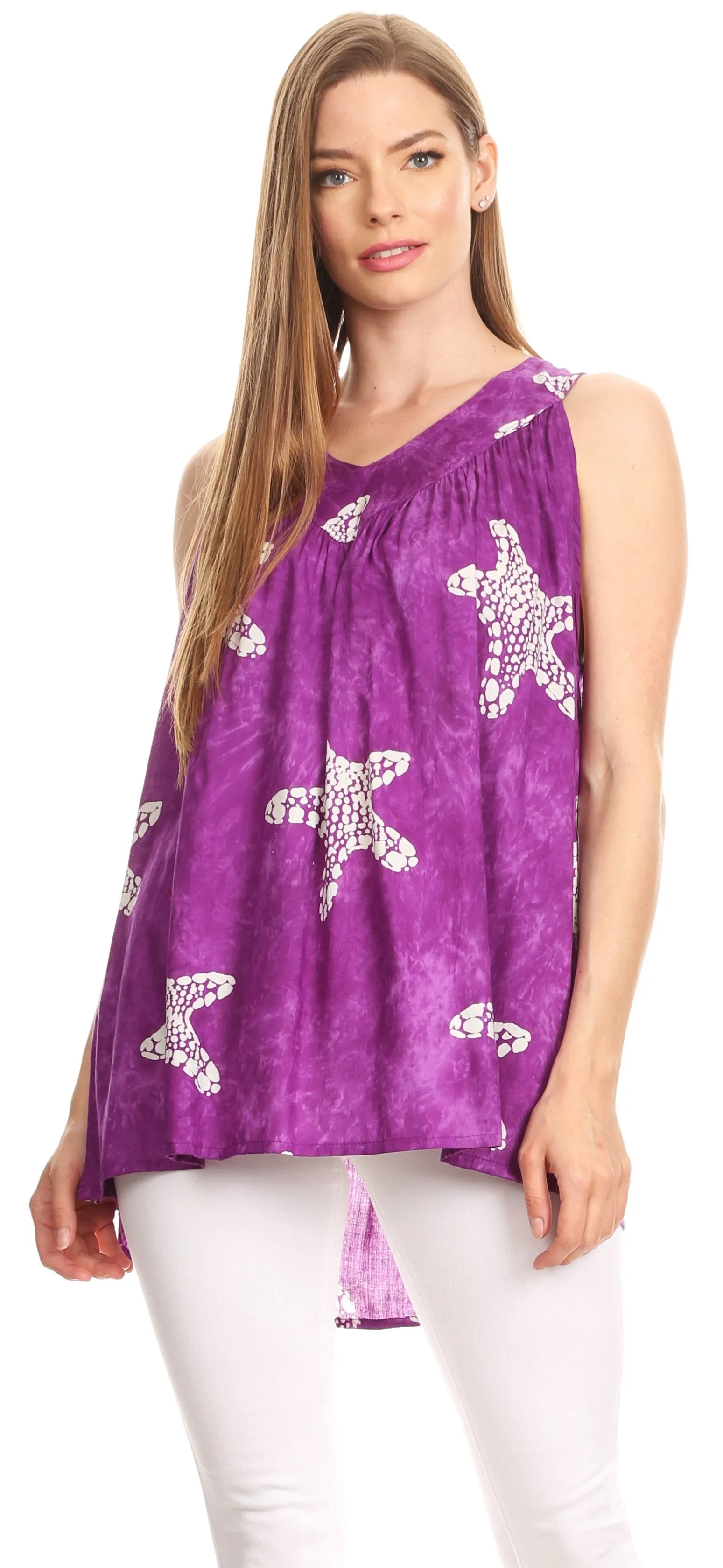 Sakkas Ester Casual Everyday Summer Tie-dye Tank Top V-neck Sleeveless