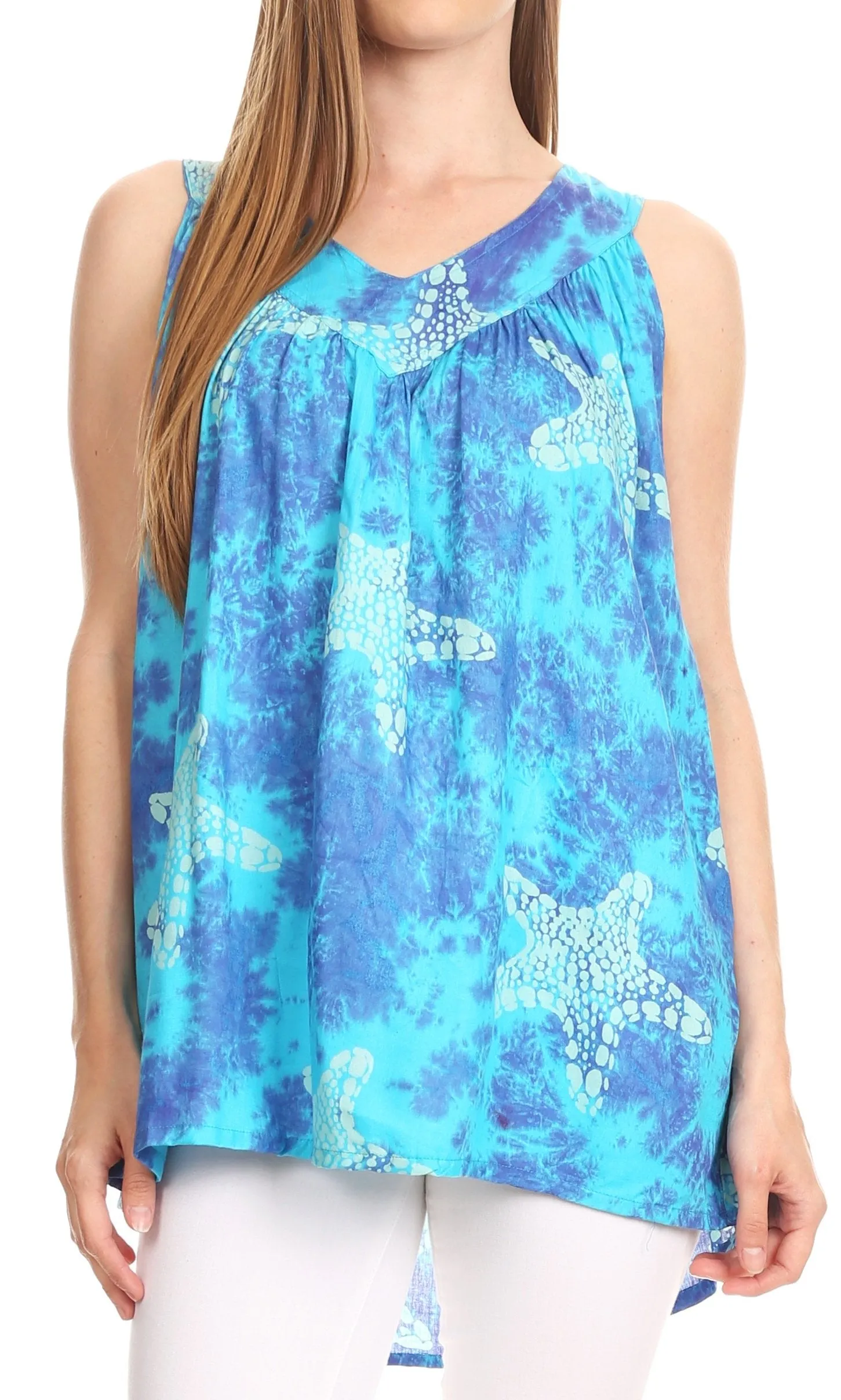 Sakkas Ester Casual Everyday Summer Tie-dye Tank Top V-neck Sleeveless