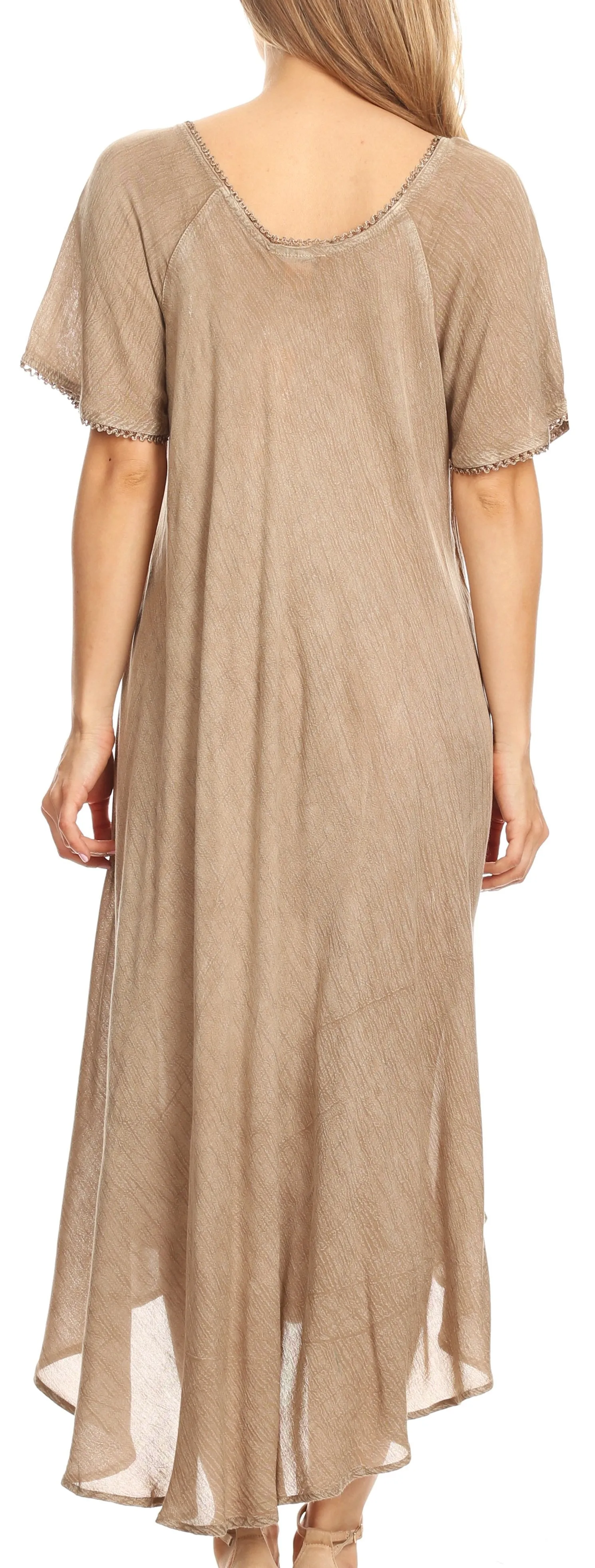 Sakkas Lida Womens Everyday Summer Relaxed Dress with Short Sleeves & Block Print