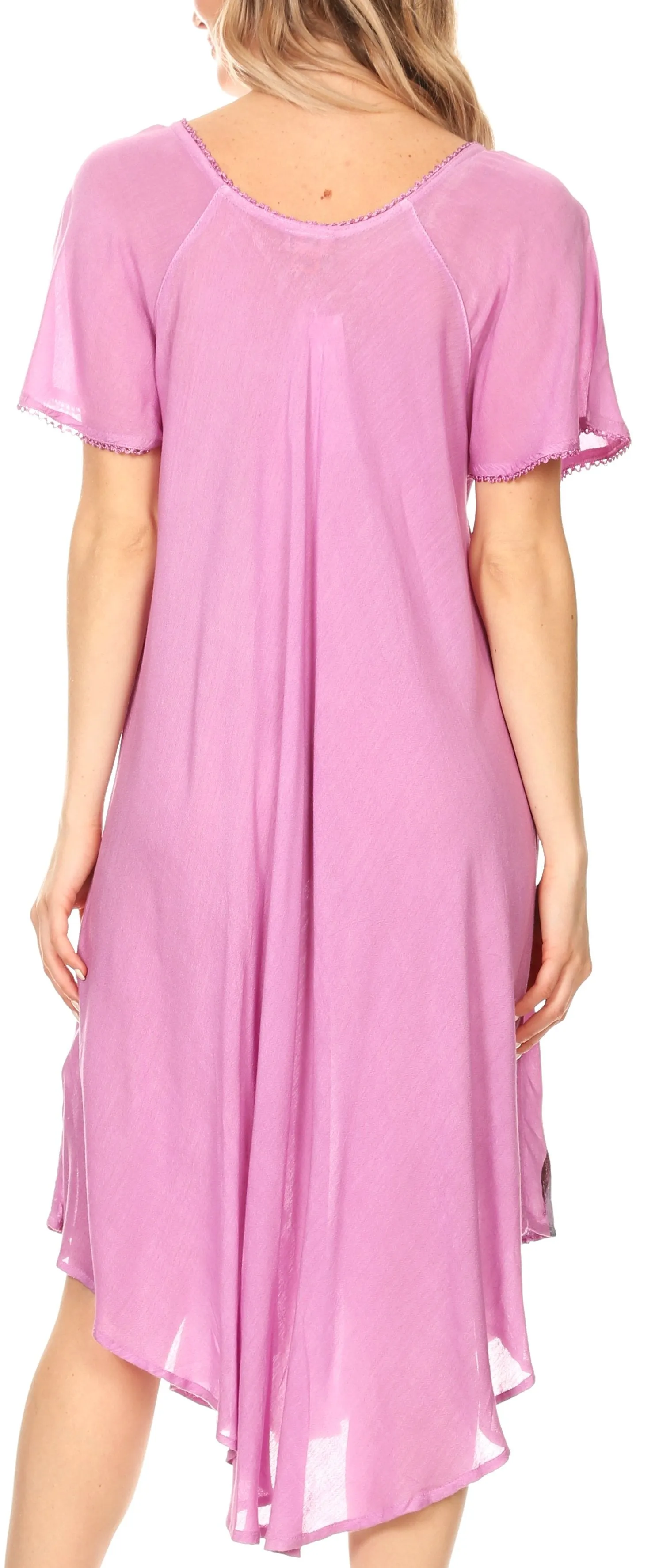 Sakkas Lida Womens Everyday Summer Relaxed Dress with Short Sleeves & Block Print