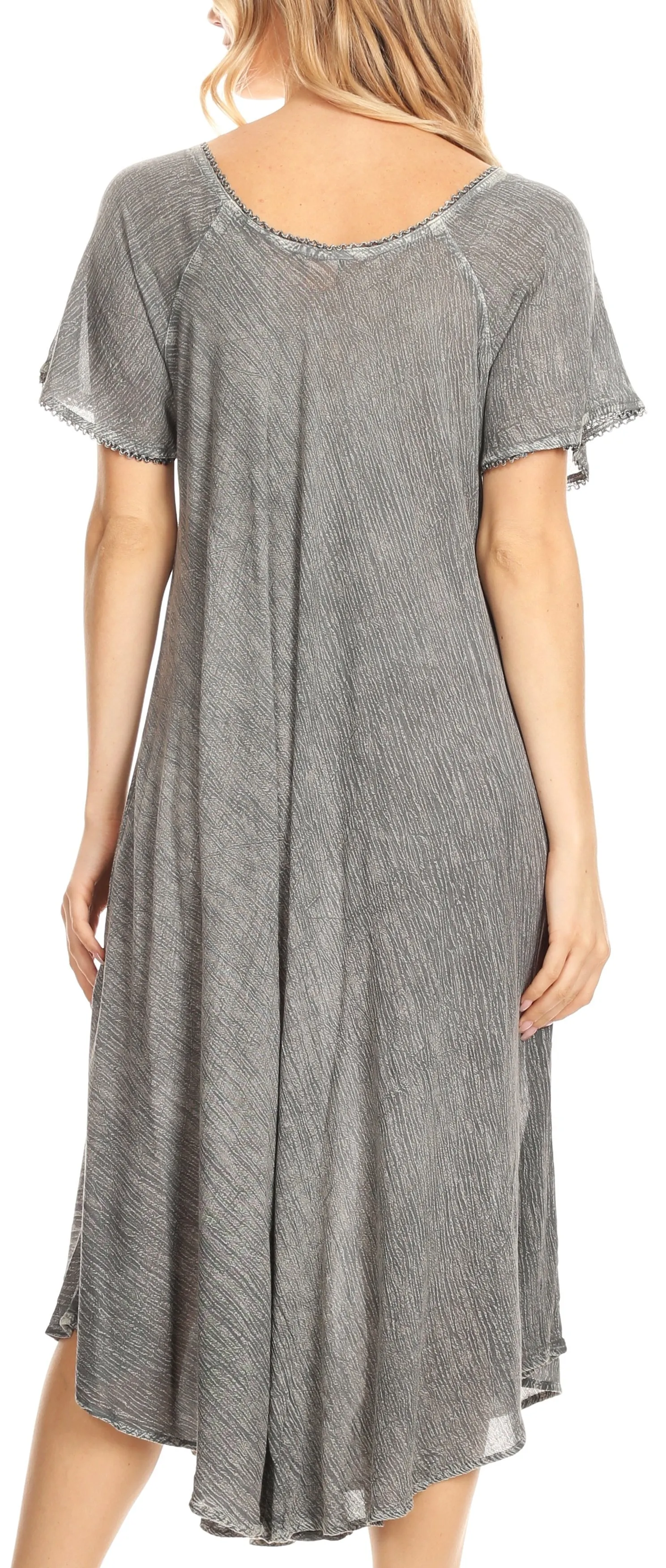 Sakkas Lida Womens Everyday Summer Relaxed Dress with Short Sleeves & Block Print